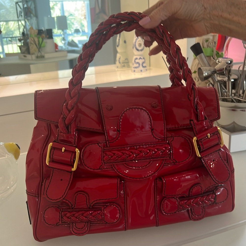 Red patented leather